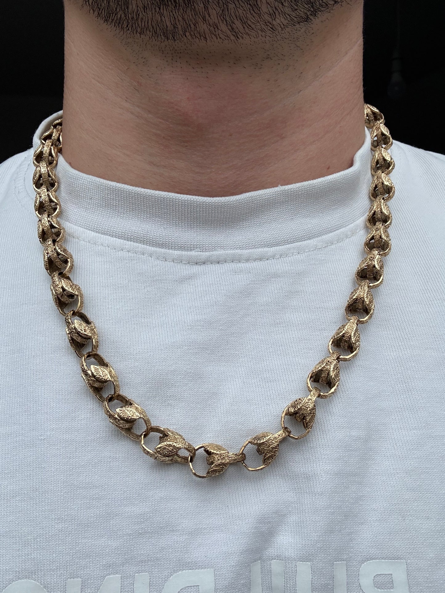 9ct Gold Tulip Chain 24.5" 10mm 81.5g