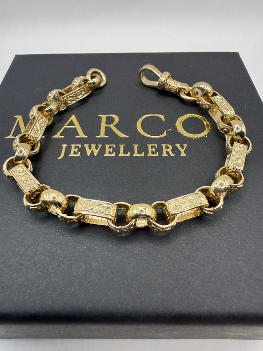 9ct Gold Gypsy Bracelet 7.25" 8mm 19.39g