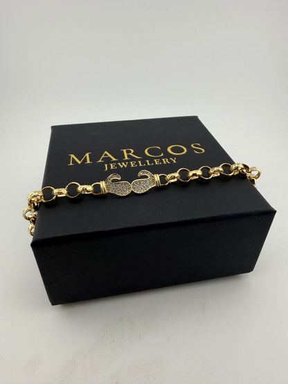 9ct Gold Boxing Glove Belcher Bracelet 7.1" 7.5mm 11.1g