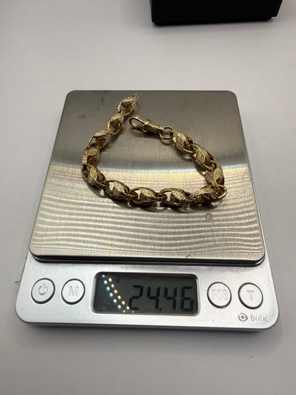 9ct Gold Tulip Bracelet 8" 8mm 24.49g