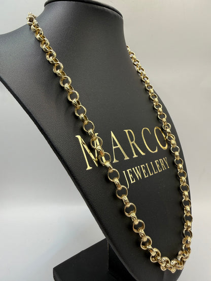 9ct Gold Belcher Chain 22.5" 7mm 38.2g