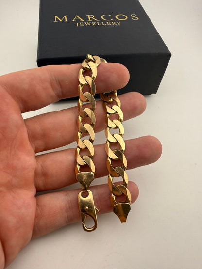 9ct Gold Curb Bracelet 8.75" 11.5mm 35.5g