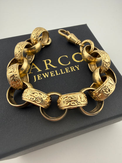 9ct Gold Belcher Bracelet 9" 18mm 66g