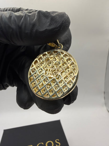 9ct Gold Pound Sign Pendant 1.9" 29mm 9mm bale 12.1g