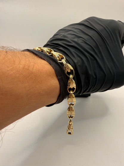 9ct Gold Tulip Bracelet 8" 8mm 24.49g