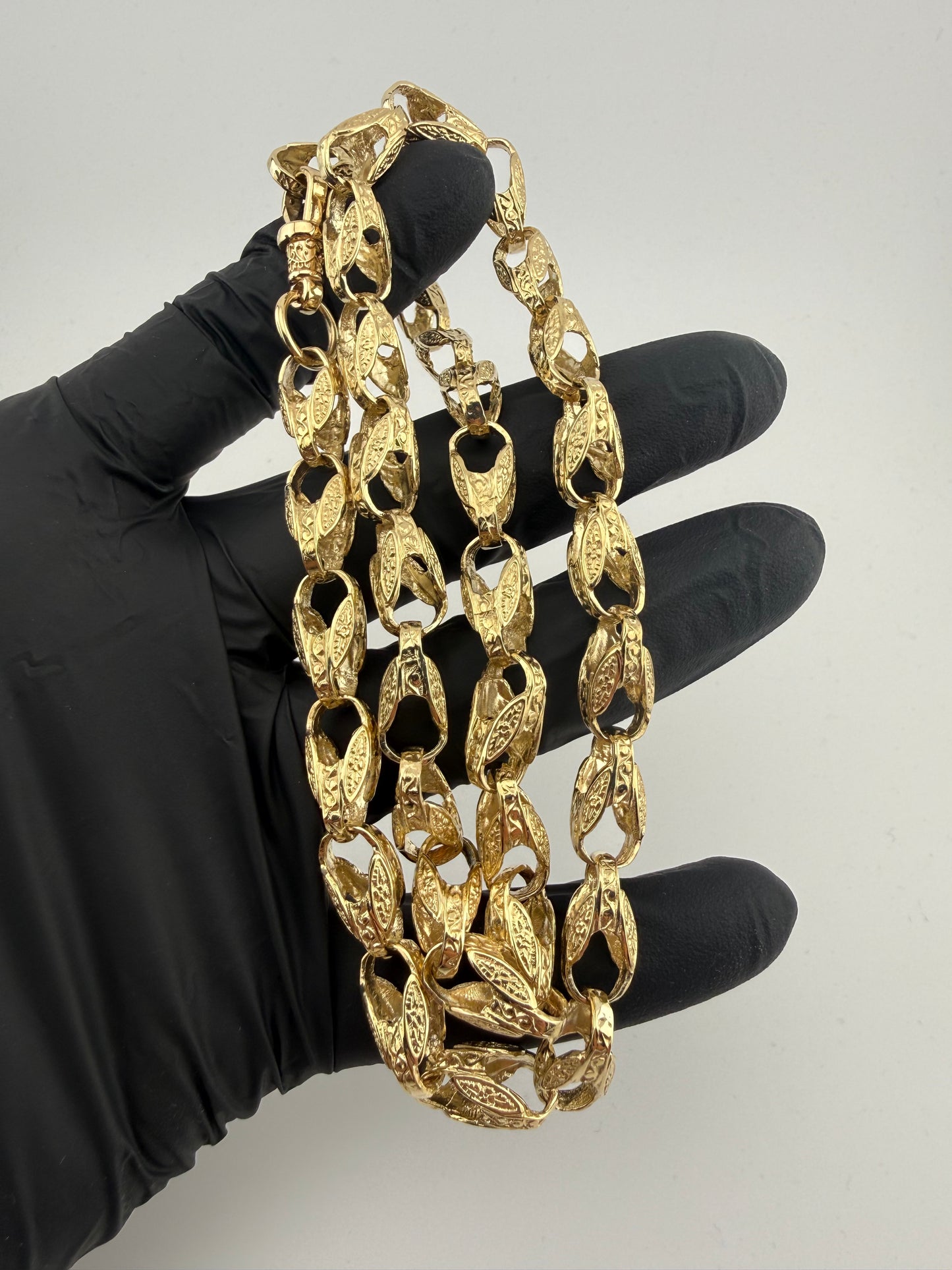 9ct Gold Tulip Chain 22.25" 8mm 51.7g