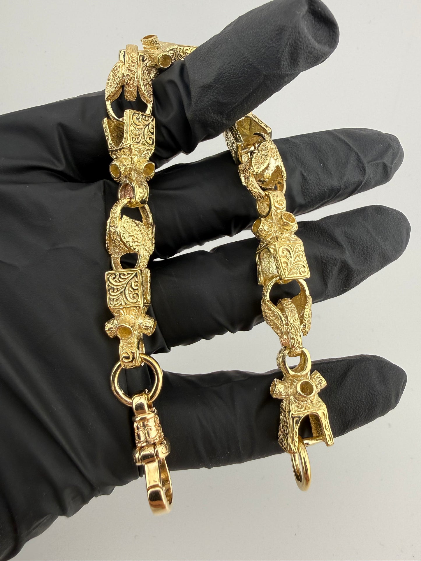 9ct Gold Lego Tulip Bracelet 8.75" 12mm 37.77g