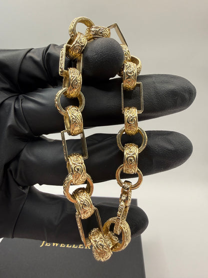 9ct Gold Gypsy Link Bracelet 8" 11mm 29.67g