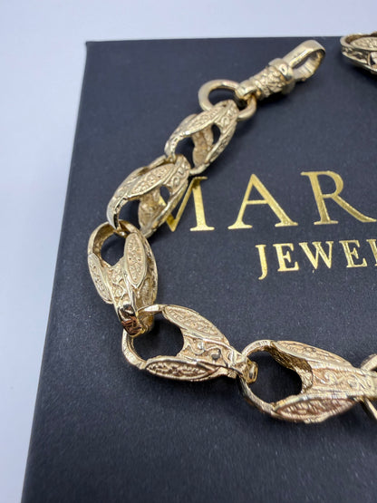 9ct Gold Tulip Bracelet 8.6" 8mm 21.6g