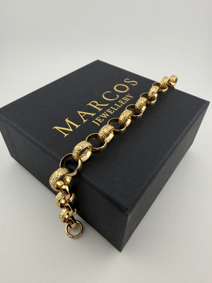 9ct Gold Belcher Bracelet 7.75" 10mm 17.11g