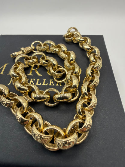9ct Gold Belcher Bracelet 8.5" 10-11mm 24.3g