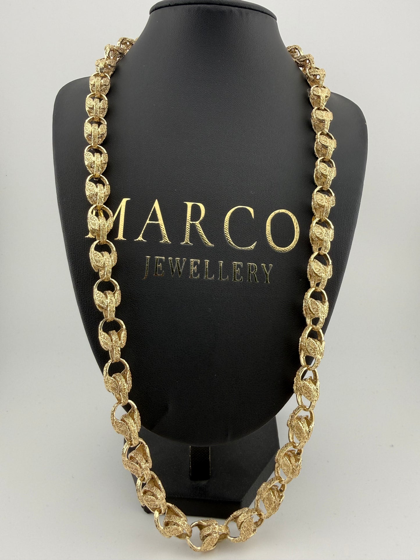 9ct Gold Tulip Chain 26.75" 11mm 90.5g