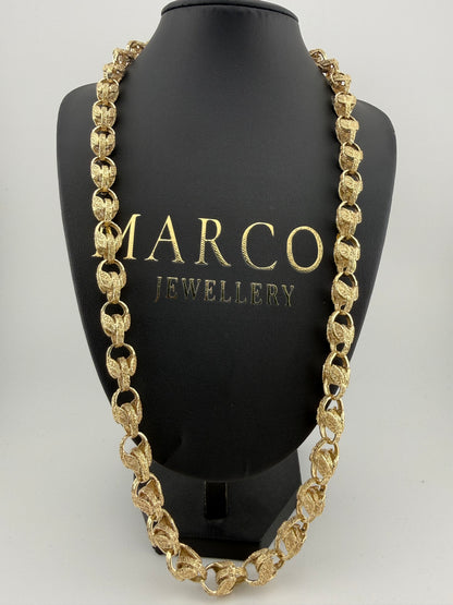 9ct Gold Tulip Chain 26.75" 11mm 90.5g
