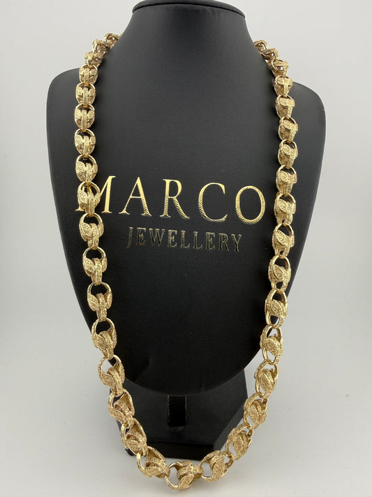 9ct Gold Tulip Chain 26.75" 11mm 90.5g