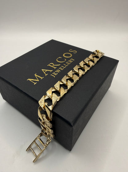 9ct Gold Chaps Bracelet 8" 12.5mm 27.36g