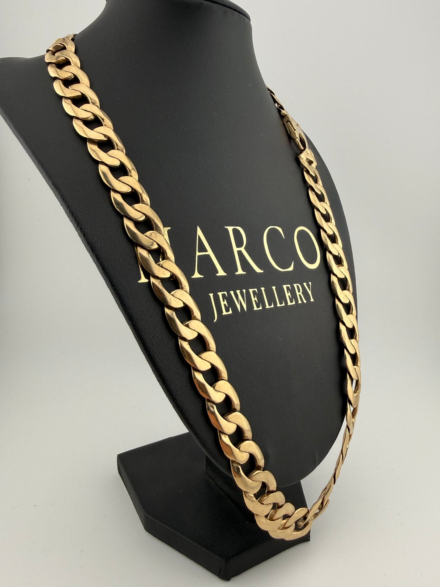 9ct Gold Curb Chain 25" 14mm 122.19g