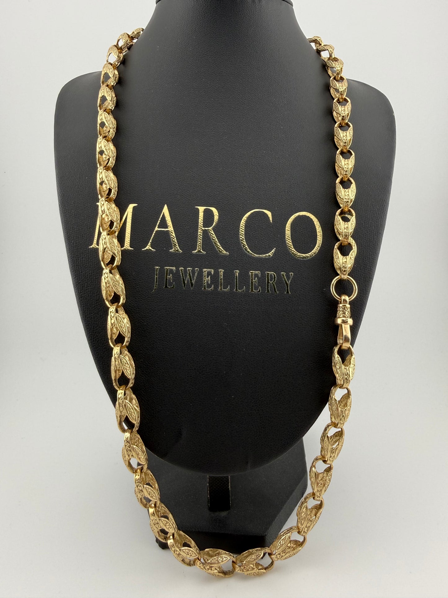 9ct Gold Tulip Chain 26.5” 8mm 65.4g