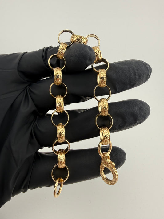 9ct Gold Belcher Bracelet 7.75" 10mm 17.11g