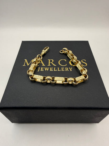 9ct Gold Gypsy Bracelet 7" 8mm 17.05g