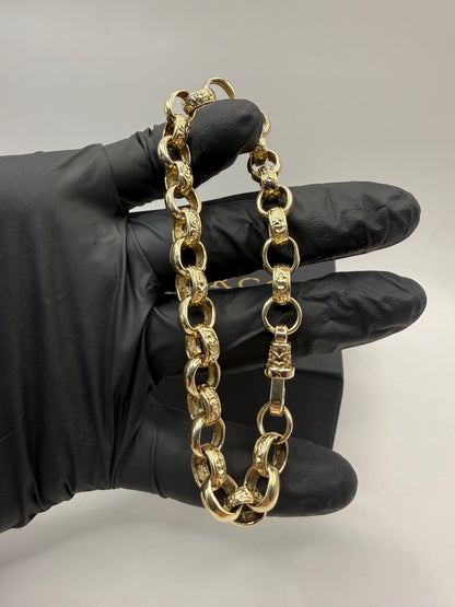 9ct Gold Belcher Bracelet 9.6" 10-11mm 29.1g