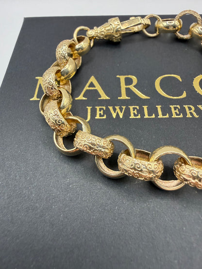 9ct Gold Belcher Bracelet 8.5" 11mm 23.7g