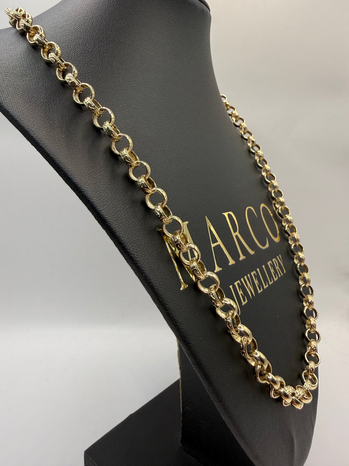 9ct Gold Belcher Chain 22.5" 7mm 38.5g