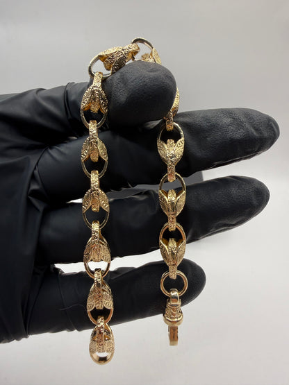 9ct Gold Tulip Bracelet 8" 8mm 24.49g