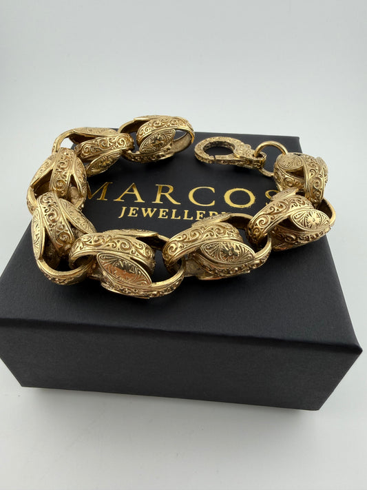 9ct Gold Tulip Bracelet 10” 18mm 96.47g
