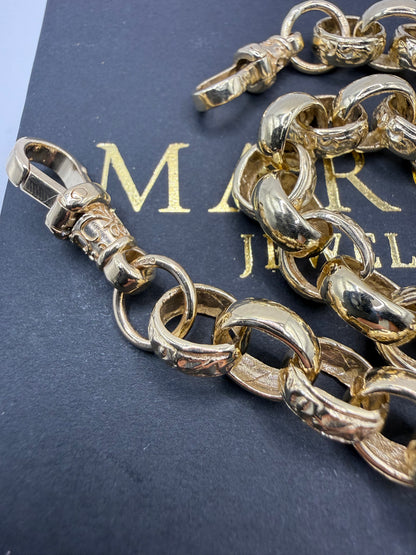 9ct Gold Belcher Bracelet 8.5" 10-11mm 24.3g
