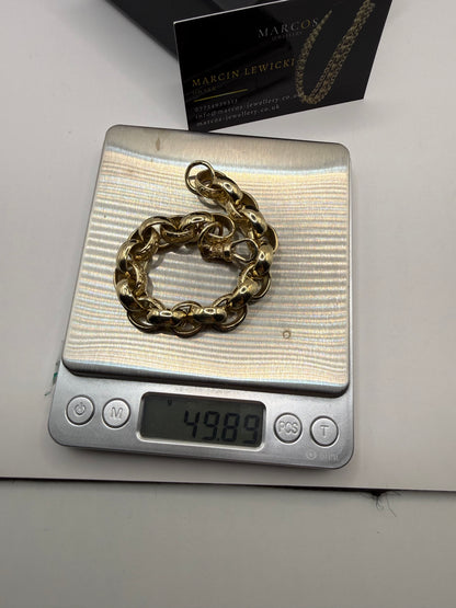 9ct Gold Belcher Bracelet 9.25" 12mm 49.89g