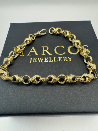 9ct Gold Acorn Belcher Bracelet 8.5" 7.5mm 14.73g