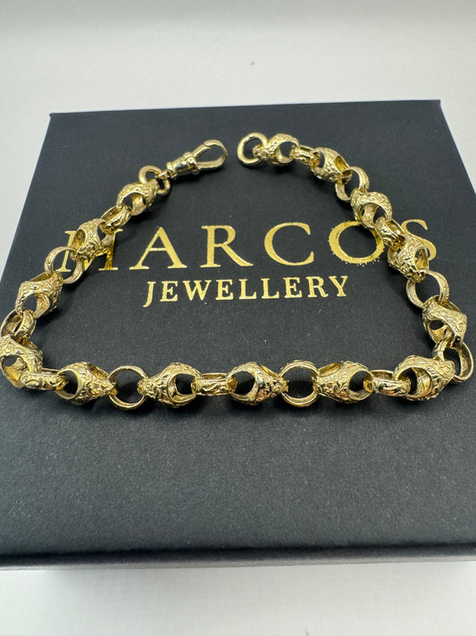 9ct Gold Acorn Belcher Bracelet 8.5" 7.5mm 14.73g