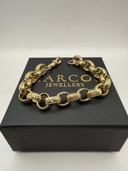 9ct Gold Belcher Bracelet 9.25" 12mm 49.89g