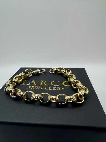 9ct Gold Oval Belcher Bracelet 9.1" 10mm 25g