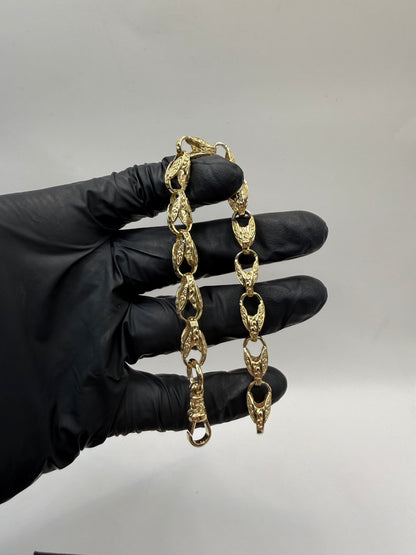 9ct Gold Tulip Bracelet 8.6" 8mm 21.6g