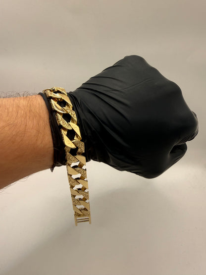 9ct gold chaps bracelet 9" 12mm 57.9g