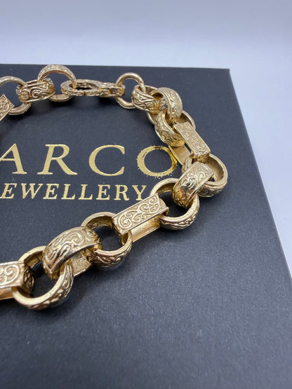 9ct Gold Gypsy Link Bracelet 8" 11mm 29.67g