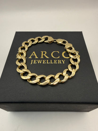 9ct Gold Curb Bracelet 8.2" 11mm 32.55g