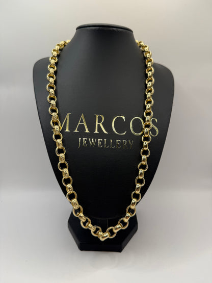 9ct Gold Oval Belcher Chain 24” 9/11mm 70.1g