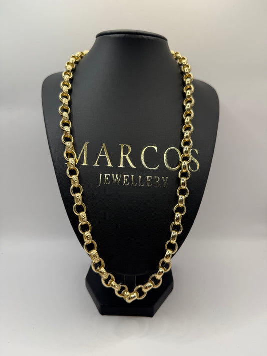 9ct Gold Oval Belcher Chain 24” 9/11mm 70.1g