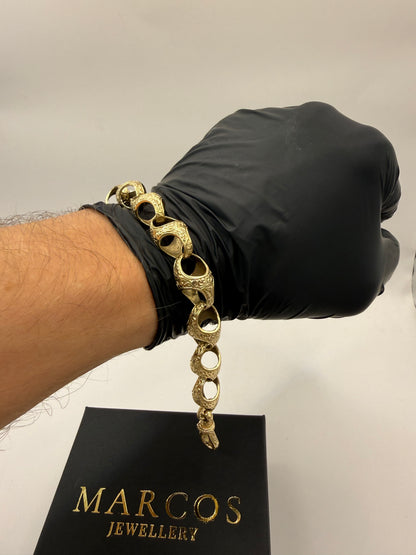 9ct Gold Acorn Bracelet 9.25" 12.5mm 33.67g