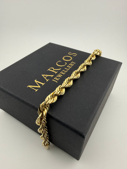 9ct Solid Gold Rope Bracelet 7.5" 7-8mm 26.1g