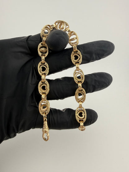9ct Gold Spinning Heart Bracelet 8.5" 10mm 20g