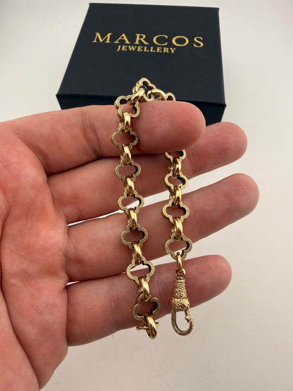 9ct Gold Designer Style Bracelet 7.5" 10mm 19g