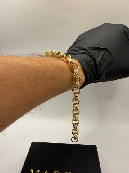 9ct Gold Belcher Bracelet 9.6" 10-11mm 29.1g