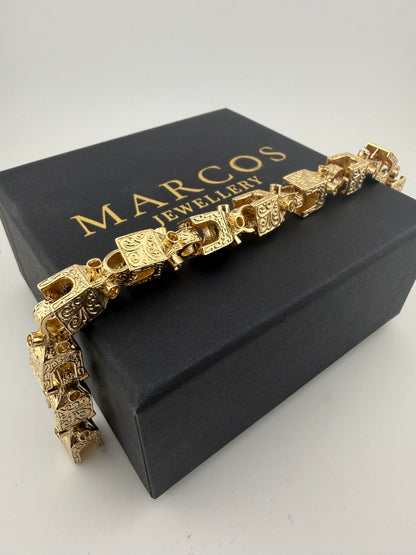 9ct Gold Lego Bracelet 8.45" 11mm 42g