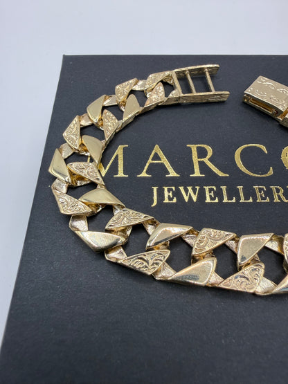 9ct Gold Chaps Bracelet 8" 12.5mm 27.36g