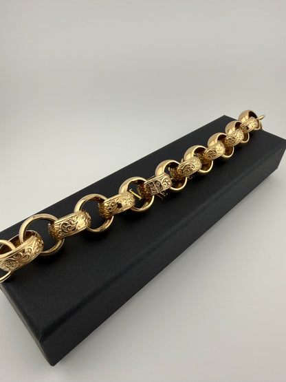 9ct Gold XL Belcher Bracelet 10" 19.5mm 74.74g