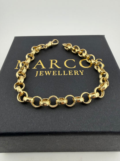 9ct Gold Belcher Bracelet 8.5” 7mm 14.62g