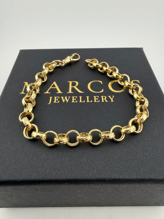9ct Gold Belcher Bracelet 8.5” 7mm 14.62g